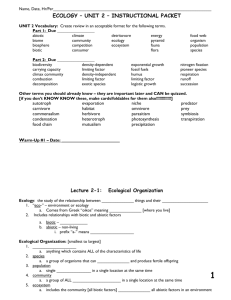 ecology – unit 2 – instructional packet