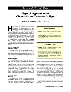Signs of Hypocalcemia: Chvostek's and Trousseau's