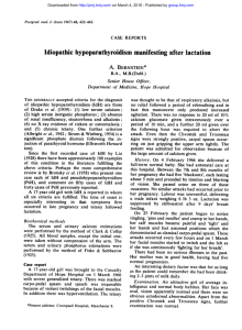 Idiopathic hypoparathyroidism manifesting after lactation