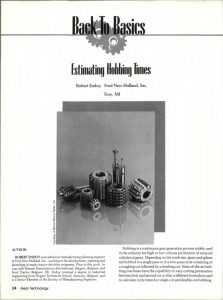 Estimating Hob Times - July/August 1989 Gear Technology