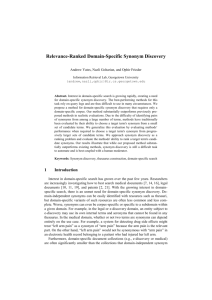 Relevance-Ranked Domain-Specific Synonym Discovery