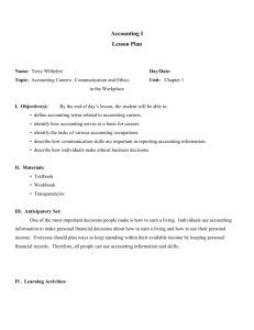 Accounting I Lesson Plan - Terry Wilhelmi's Home Page