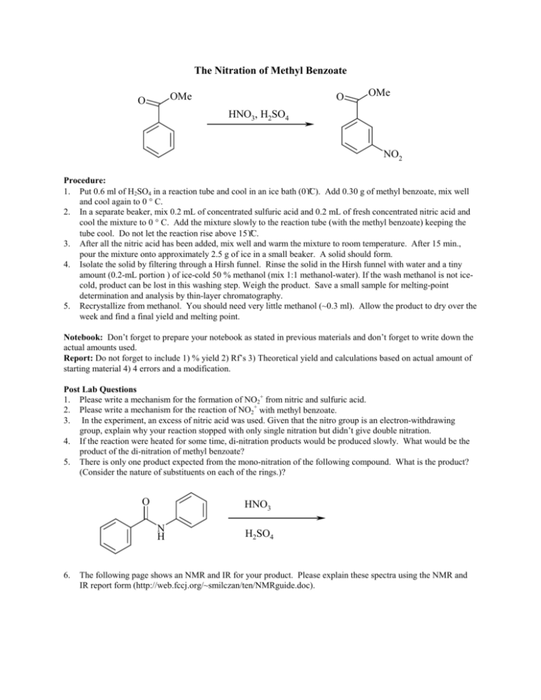 preparation of methyl 3 nitrobenzoate