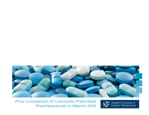 Price Comparison of Commonly Prescribed Pharmaceuticals in