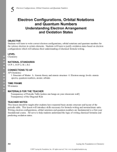 Electron Configurations, Orbital Notations and Quantum Numbers