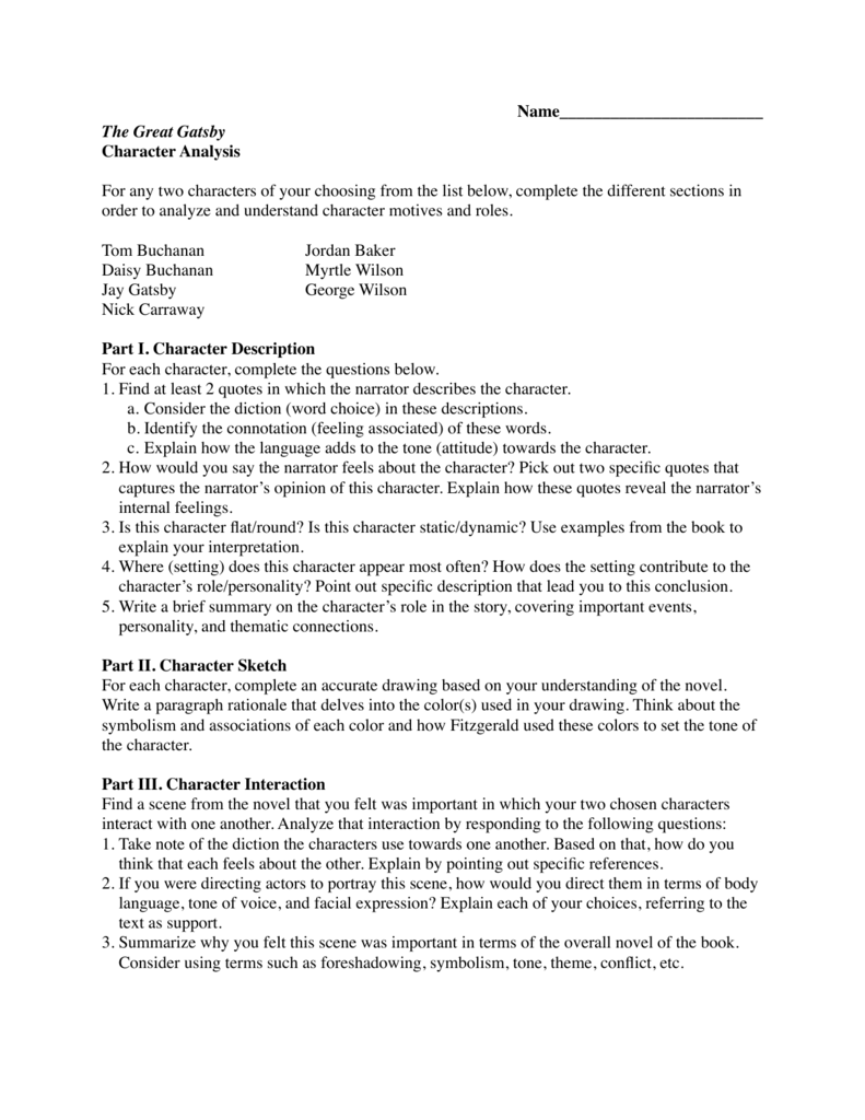 Gatsby Character Analysis