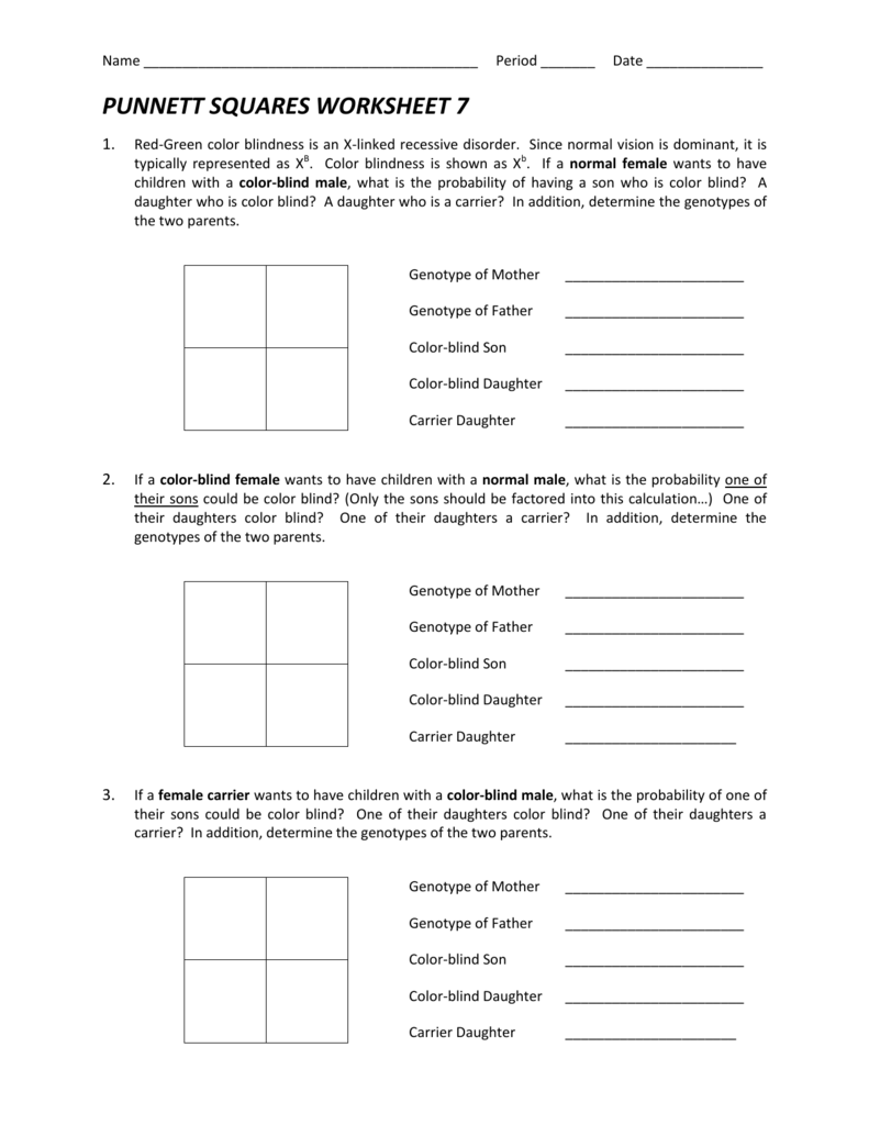 Free Printable Punnett Square Worksheet Printable Word Searches