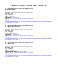 UTSPH Course Textbook & Supplement Reading List for Fall 2015