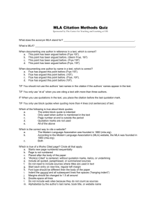 MLA Citation Methods Quiz - University of Illinois Springfield