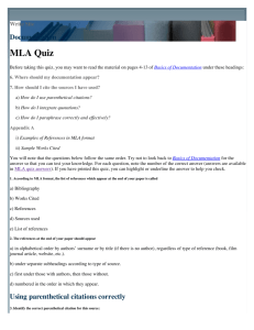 MLA Quiz : MLA : Citation Styles : Documentation : Write Site