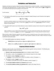 Oxidation and Reduction