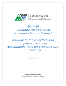 Colorado Instructional Accommodations Manual 2014-15