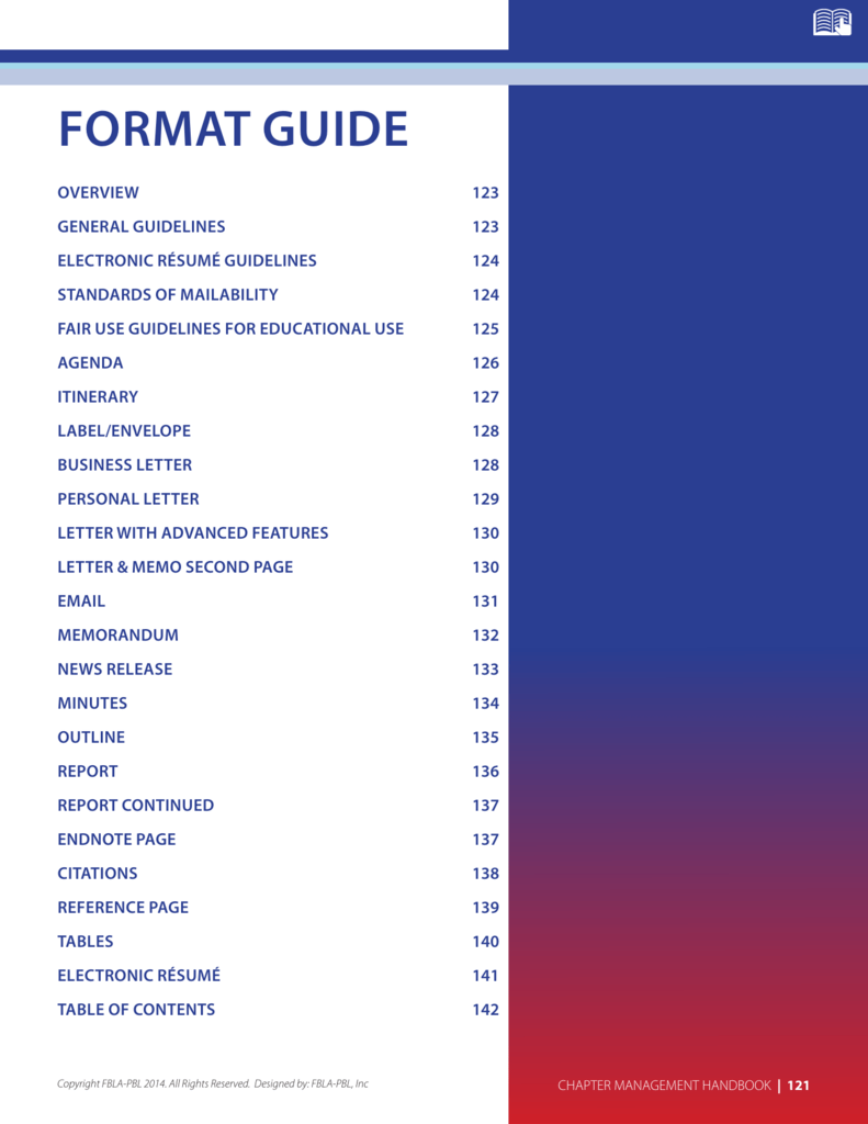 format guide FBLAPBL