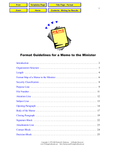 Formatting: Memo to the Minister - Briefing Notes & Briefing Books