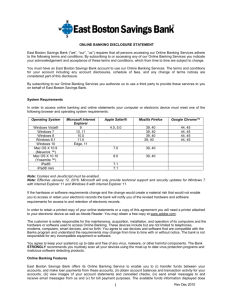 Rev Dec 2015 ONLINE BANKING DISCLOSURE STATEMENT East