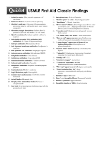 USMLE First Aid Classic Findings - Term List