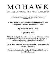 EDTA Titrations 1: Standardization of EDTA and