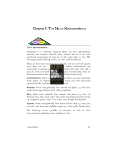 Chapter 5. The Major Macronutrients