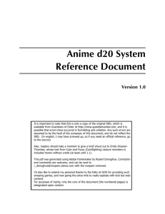 Anime d20 - System Reference Document v1.0