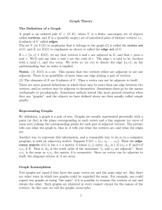 Graph Theory The Definition of a Graph A graph is an ordered pair G