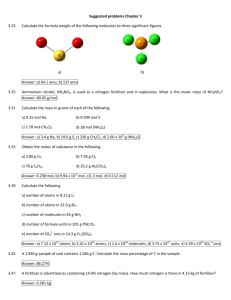 Suggested problems Chapter 3 3.23 Calculate the formula weight of