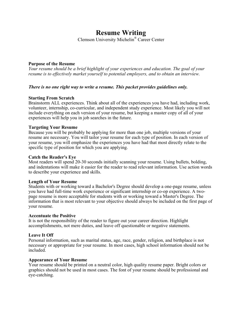 Resume Writing - Michelin Career Center