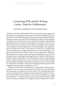 Connecting WID and the Writing Center: Tools for Collaboration