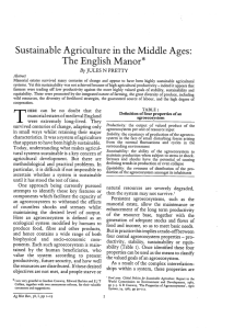 Sustainable Agriculture in the Middle Ages: The English Manor*