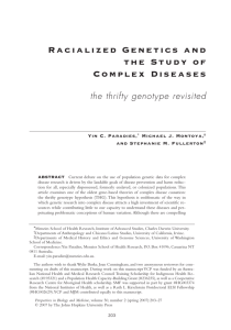 Racialized Genetics and the Study of Complex Diseases
