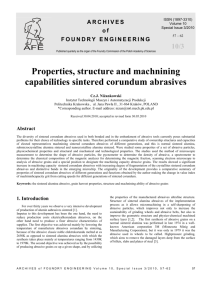 Properties, structure and machnining capabilities sintered corundum