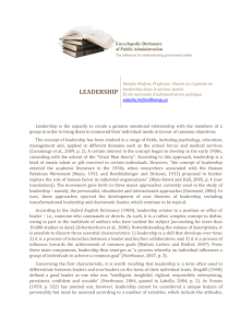 leadership - Dictionnaire encyclopédique de l'administration publique