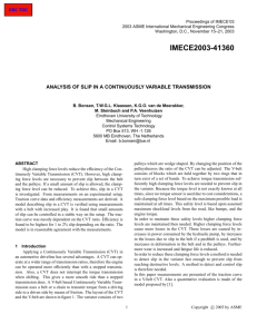 Analysis of Slip in a Continuous Variable Transmission