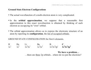 Ground State Electron Configurations • The actual wavefunction of a