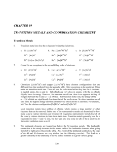 CHAPTER 19 TRANSITION METALS AND COORDINATION