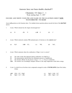 Answers have not been double checked!!! Chemistry 151 Quiz 2