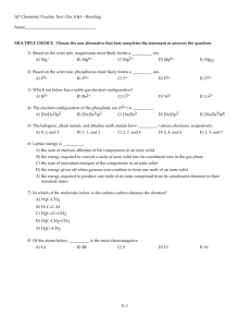 AP Chemistry Practice Test: Chs. 8 &9