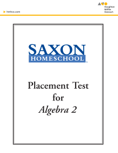Placement Test for Algebra 2