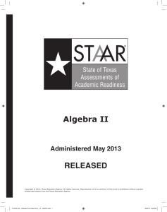 Algebra II RELEASED - Texas Education Agency