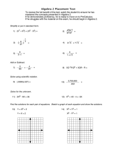 Algebra 2 Placement Test - Math-U-See