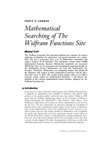 Mathematical Searching of The Wolfram Functions Site