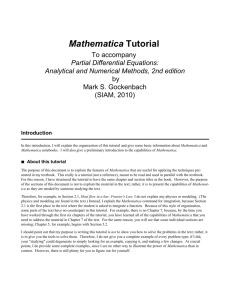 Mathematica Tutorial - Mathematical Sciences