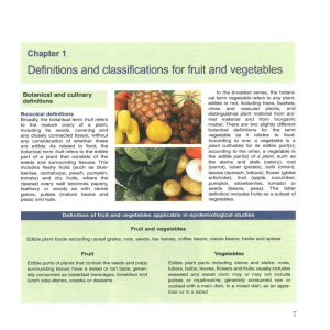 Definitions and classifications for fruit and vegetables