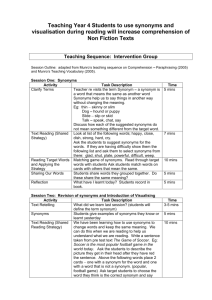 Teaching Year 4 Students to use synonyms and visualisation during