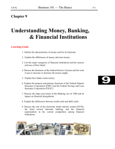 Chapter 9 Understanding Money, Banking, & Financial Institutions