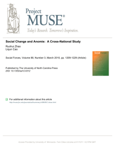 Social Change and Anomie: A Cross-National Study