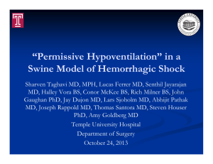 “Permissive Hypoventilation” in a Swine Model of Hemorrhagic Shock
