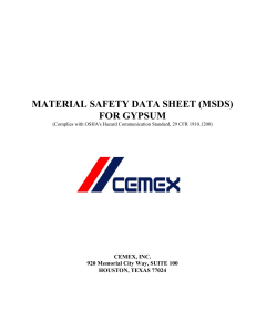material safety data sheet (msds) for gypsum