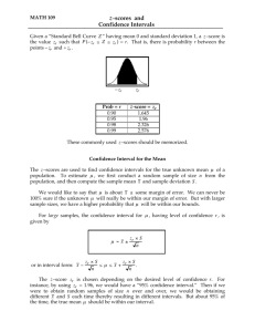 z–scores and Confidence Intervals