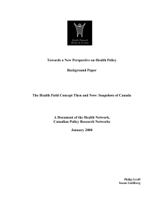 Towards a New Perspective on Health Policy Background Paper