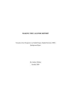 making the lalonde report - Canadian Policy Research Networks